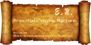 Bresztyánszky Mariann névjegykártya